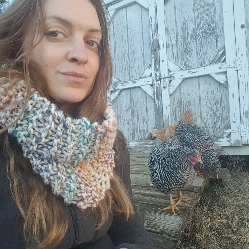 Muff Hand knit Neckwarmer Scarf Gaitor Wool Blend